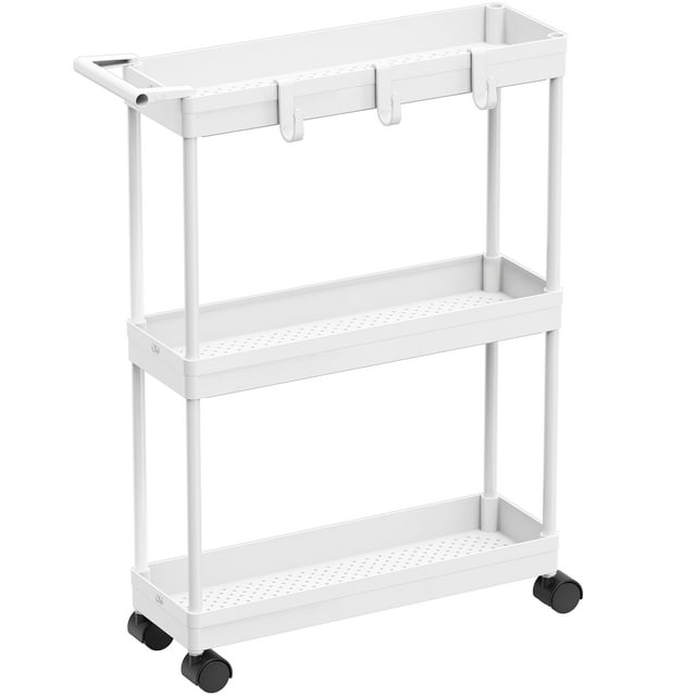 Carrito de almacenamiento SIMPLE HOUSEWARE de 3 niveles, delgado y estrecho, blanco
