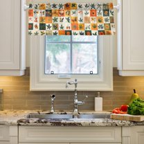 Yayeee Window Valance for Kitchen Farmhouse Rod Pocket Cartoon Plants Short Curtain for Living Room