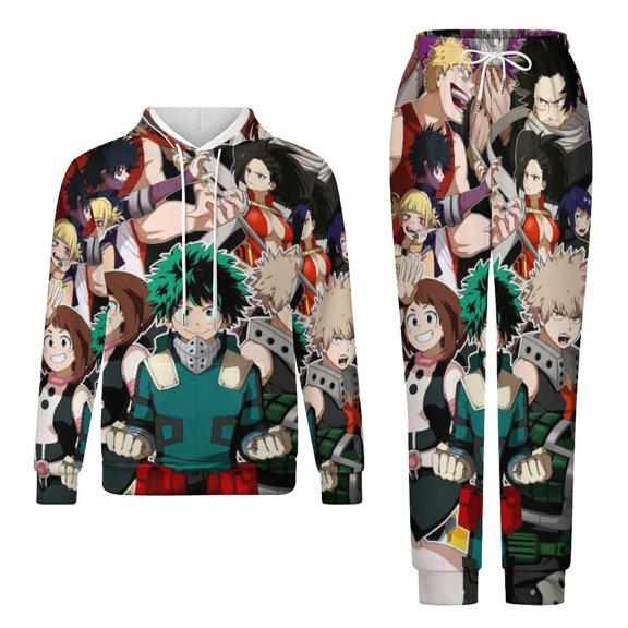 My Hero Academia Unisex Adult Sweatsuits Hoodie & Sweatpants Long Sleeve Hooded Sweatshirt Matching Joggers Tracksuit Sets 2XS