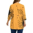 thumbnail image 4 of CYMMPU Floral Printed 3/4 Length Sleeve Summer Fall Fashion Tunic Tops Basic Tees Vintage Shirts Business Work Blouses Crewneck 2025 Clothes for Women Yellow XL, 4 of 5