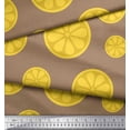 thumbnail image 3 of Soimoi Brown Cotton Voile Fabric Lemon Slice Block Print Fabric by the Yard 42 Inch Wide, 3 of 3