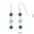 thumbnail image 2 of Gem Stone King 925 Sterling Silver Blue Moissanite and White Moissanite 3 Stone French Wire Dangle Earrings for Women (3.00 Cttw, Gemstone Birthstone, Round 5MM), 2 of 2