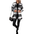 thumbnail image 5 of HUBERY Women Plaid Color Block Lapel Collar Long Sleeve Button Pocket Jacket, 5 of 7
