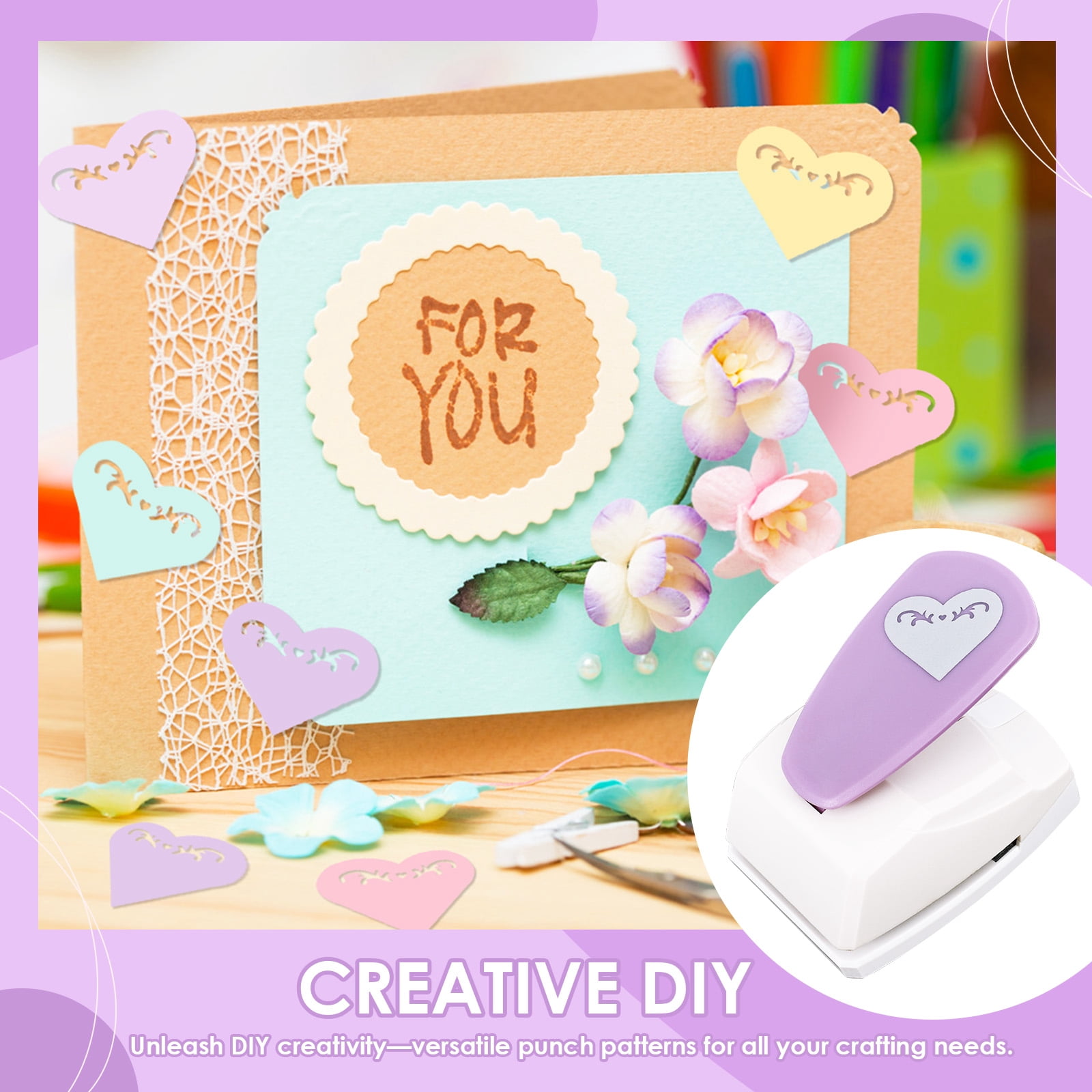 Ihvewuo Paper Punch Butterfly / Heart Hole Puncher for Scrapbooking DIY Handmade Paper Puncher for Crafts Scrapbook Cards Decoration Zinc Alloy+ABS Colorful