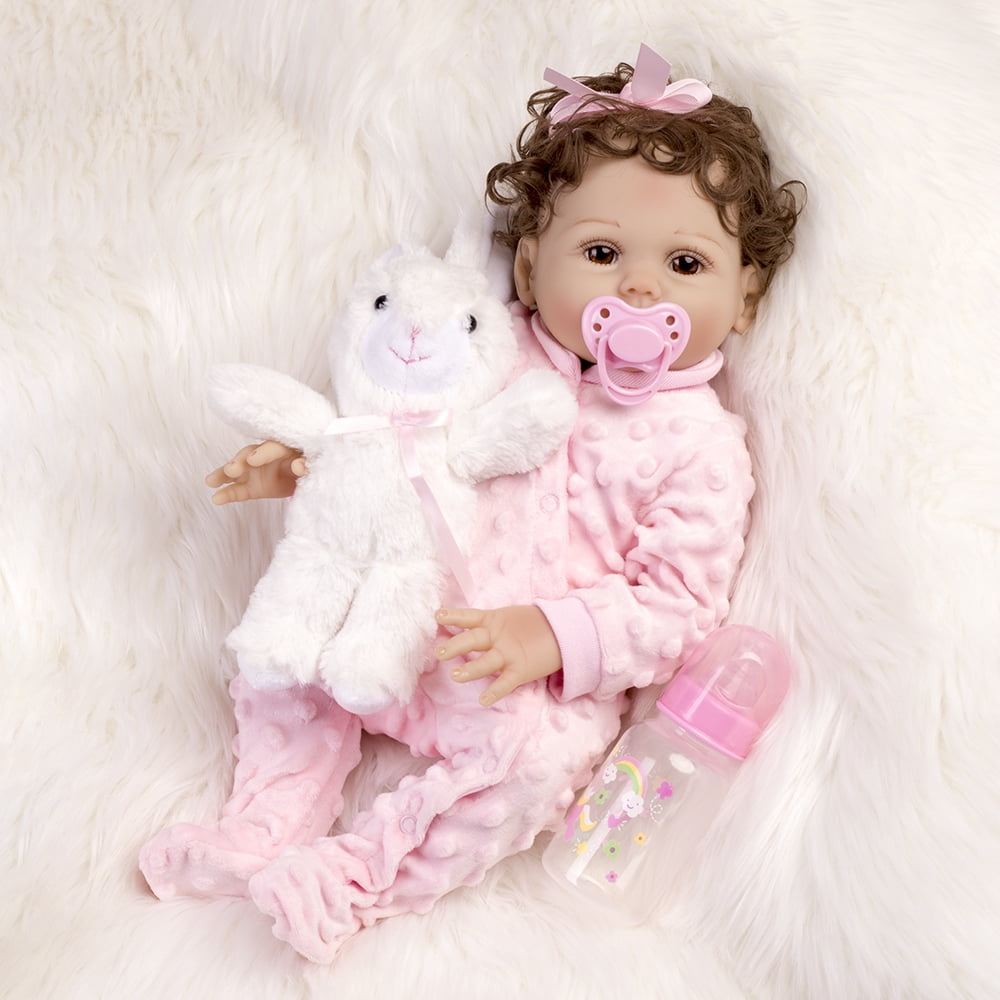 Reborn Baby Dolls Full Body Vinyl 18 inch Lifelike Waterproof Girl Doll Handmade Gift with Accessoreis