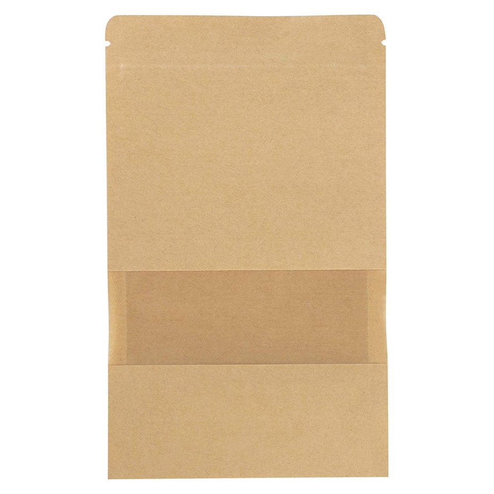 Kraft Reclosable Standup Bag 50Pack Resealable Paper Pouch 5.7