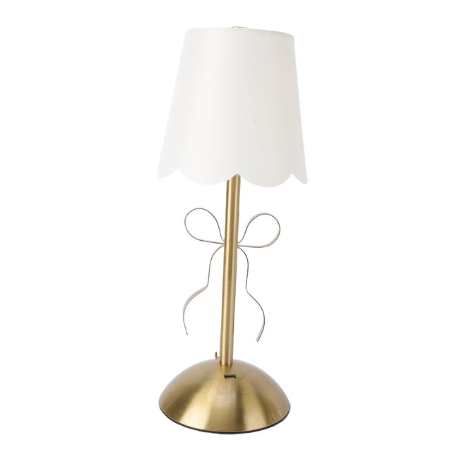 Lámpara De Mesa Con Forma De Con Pantalla De Tela, Lámpara De Noche Inalámbrica Recargable De Metal Decorativa Para Dormitorio