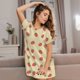 thumbnail image 3 of Fotbe Strawberries Bata de Dormir para Mujer con Estampado, Camisón de Algodón de Manga Corta, Ropa de Dormir Casual, 3 of 6