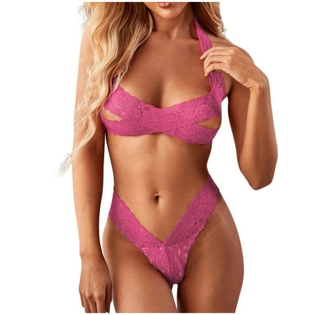 

Rdeuod Valentines Lingerie for Women Sexy Lingerie Sleepwear Underwear Lace Bandage Solid Underwear
