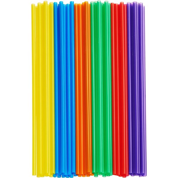 Comfy Package 10” Disposable Straws Drinking Plastic Straw Bulk Pack, Assorted 200Pack