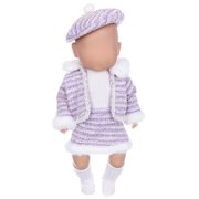 Lekihaqq 18 Inch Doll Clothes Winter Outfit Set, Soft Plaid Coat Jacket with Beret Hat and Scarf, Warm Fashion Ensemble for 16-18in American Dolls, Photoshoot & Display