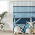 thumbnail image 2 of Small Stall Shower Curtain 36x78 Inch Narrow Half Size Coastal Starfish Bath Curtains Bathroom Decor Blue Wooden Grain Seashells Country Waterproof Fabric Shower Curtain Set with Hooks 36 Inch, 2 of 6