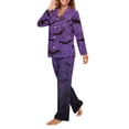 thumbnail image 3 of Garronmavis Christmas Women's Pajama Set Long Sleeve Button Down Shirt & Pants V-Neck Cozy Sleepwear 2 Piece Lounge Set Xmas Clothes, Blue, 3 of 7