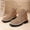 #341-Khaki, variant on Roncen Women's Winter Ankle Boots - Fashion Casual Comfortable Round Toe Side Zipper Chunky Low Heel Slip-On Shoes for Daily Wear