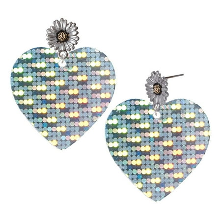 Delight Jewelry Acrylic Large Hologram Heart – Two-tone Daisy Flower Post Earrings Delight Jewelry Acrylic Large Hologram Heart – Two-tone Daisy Flower Post Earrings
