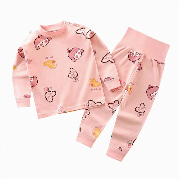 TOWED22 Little Boys Girls Pajamas 2 Pieces Long Set Cotton Sleepwear Kids Excavator Pjs Toddler Winter Clothes 3 6 9 12 18 24 Months 2 3 4 5 6 7 8 9 Years(Pink,2-3 Y)