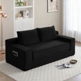 thumbnail image 2 of HAIXIAO 2 in 1 Versatile Foldable Couch Bed in Velvet - High-Density Foam Loveseat with Storage Pockets, for Apartment Office Living Room, No Assembly, Black, 2 of 10