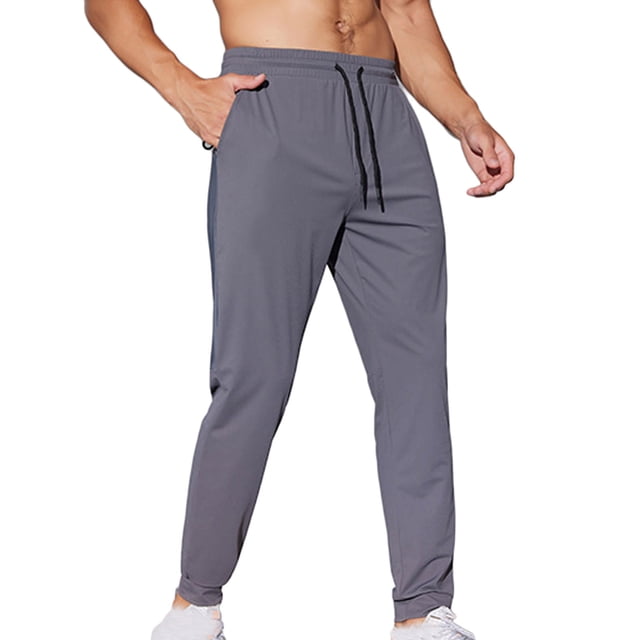 Dagugfen Pants for Men Drawstring High Waist Fitted Solid Color Casual Cropped Work Pants with Pockets