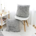 thumbnail image 5 of Set of 2 Light Gray Decorative Fluffy Pillow Covers New Luxury Series Merino Style Faux Fur Throw Pillow Covers Square Fuzzy Cushion Case 18x18 Inch, 5 of 5