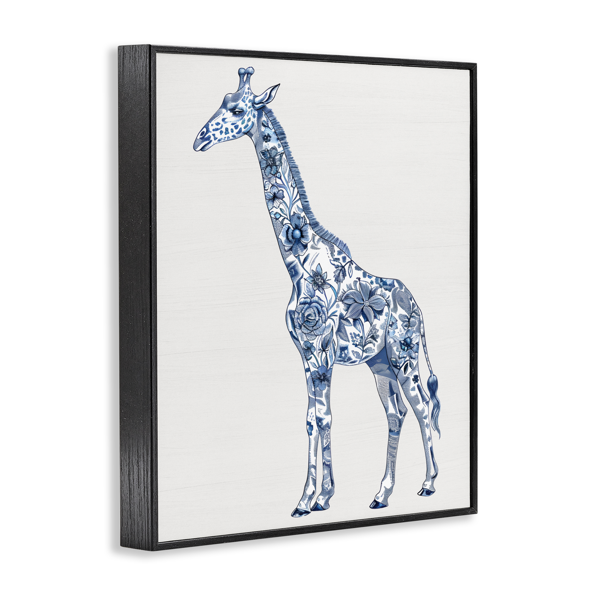 Vintage Toile Giraffe Black Framed Giclee Art, design by Lettered and Lined