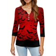 thumbnail image 5 of Trgacdwlo Halloween Shirts for Women 3/4 Length Sleeve Funny Pumpkin Ghost Fall Womens Henley Tops Spooky Season Pullover for Women, 5 of 5
