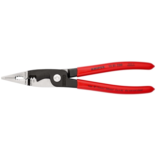 KNIPEX 13 81 200 SB Pinzas para instalaciones eléctricas recubierto de plástico acabado pavonado 200 mm