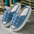 thumbnail image 2 of Utoimkio Wedge Sandals for Women Wide Width Men's and Women's Couple Shoes Flat Plush Non-slip Home Shoes Linen Comfortable Platform Slippers, 2 of 4