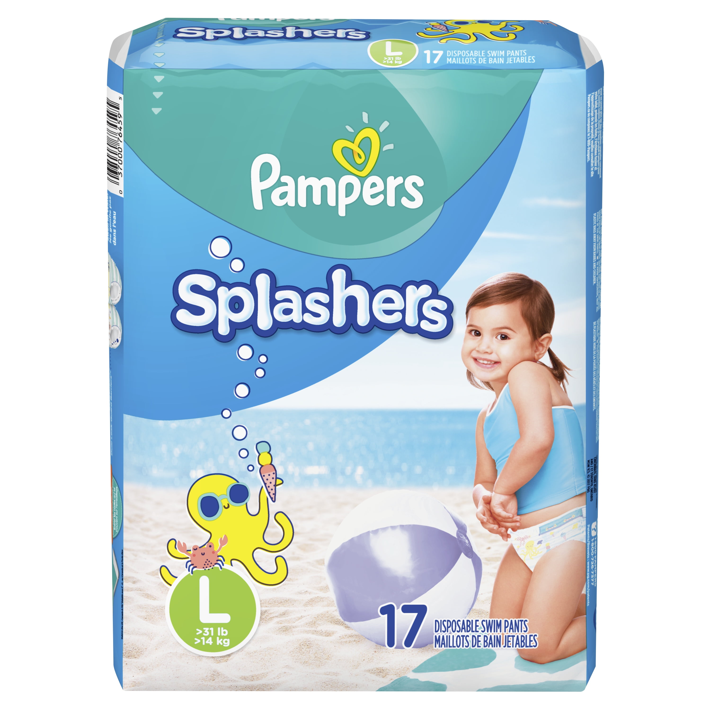 20-30 lb. Pampers Splashers Swim Diapers Medium 36 ct. 