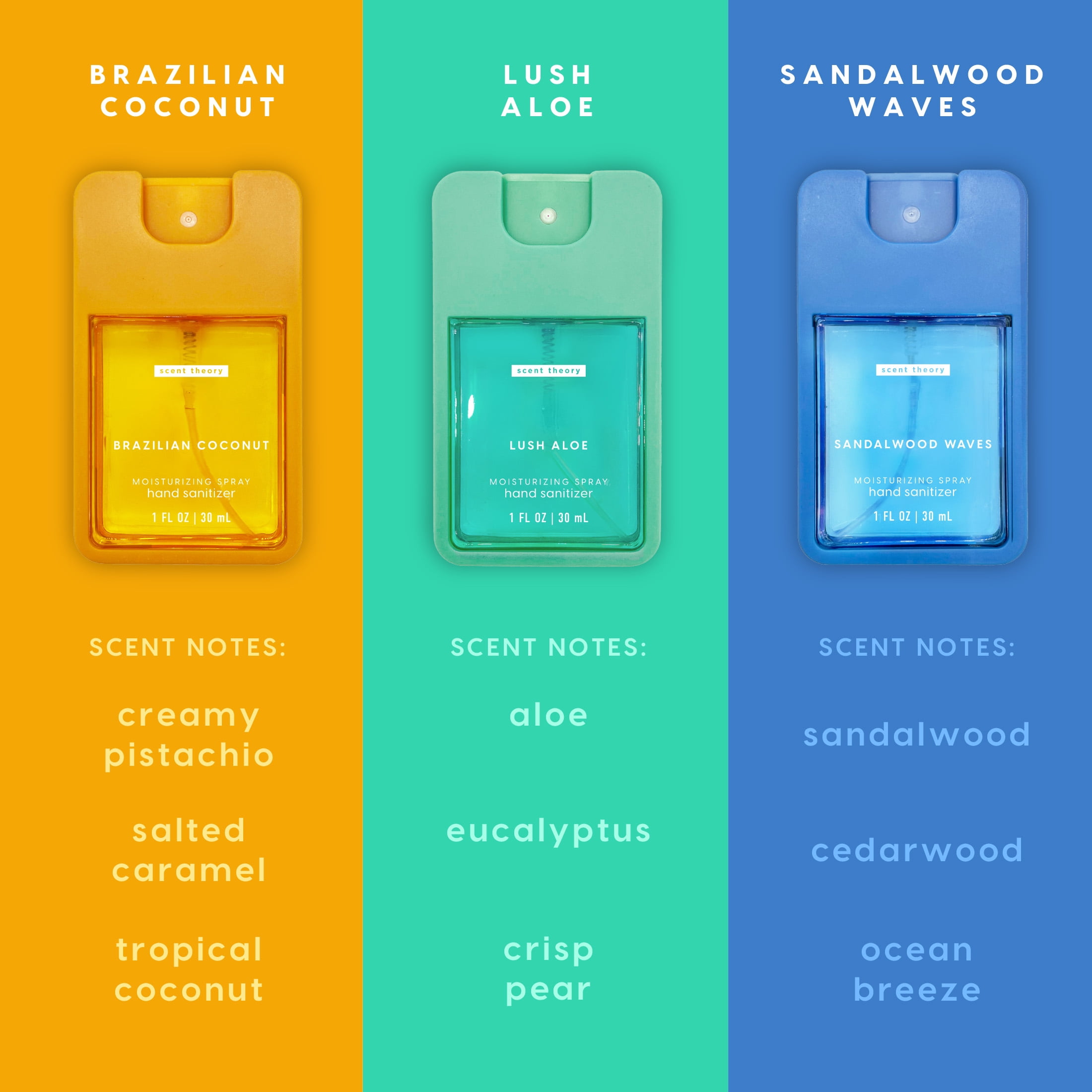 Scent Theory Hand Sanitizer Spray Bundle, 1 fl oz, 3 Count