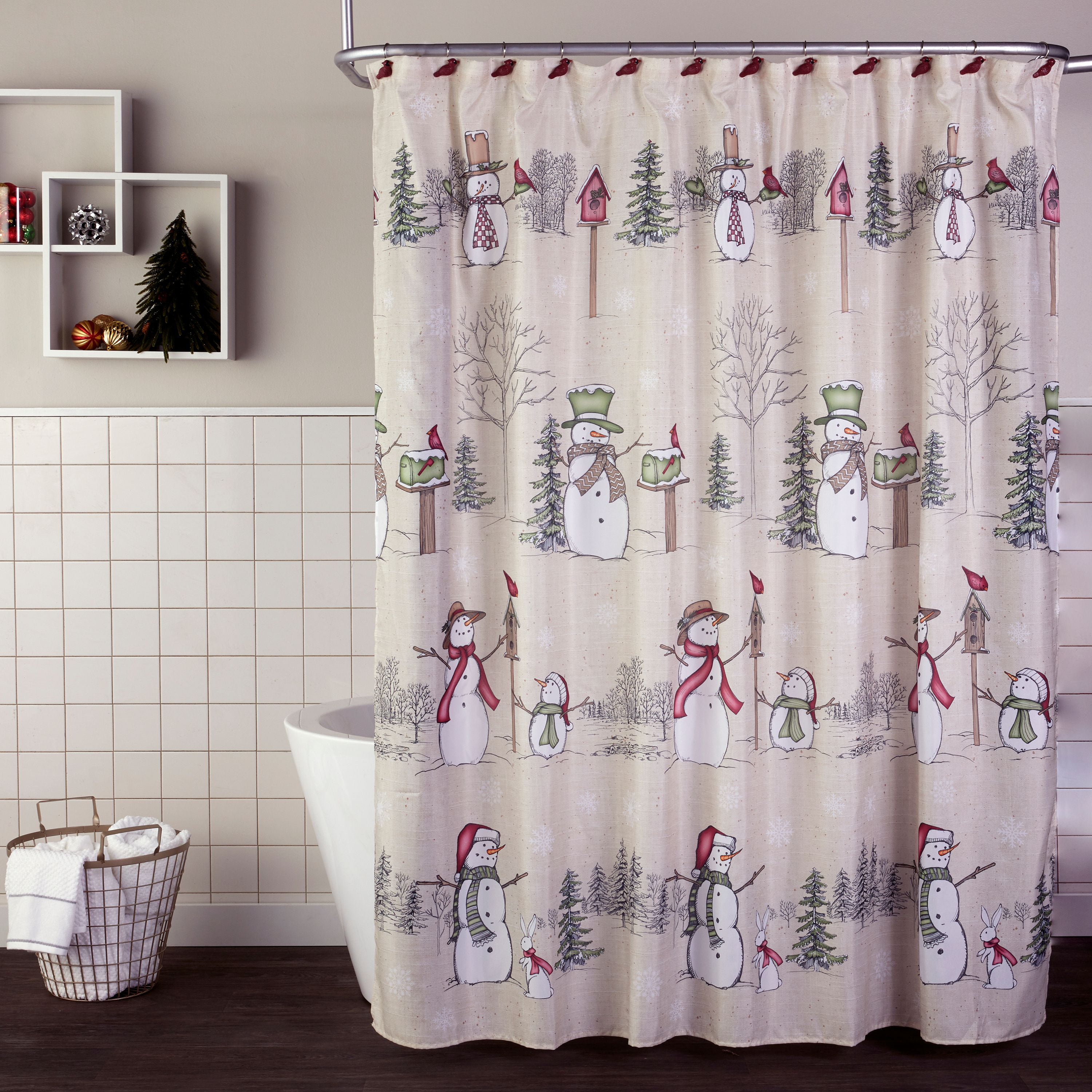 Skl Home Snowman Land Shower Curtain, Snowman Shower Curtain Set