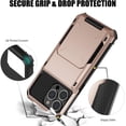 thumbnail image 5 of KOMI for iPhone 13 Pro Max Case with Card Holder[Store 5 Cards] Dual Layer Heavy Duty Shockproof iPhone 13 Pro Max Wallet Case with Hidden Card Slot Storage Case for iPhone 13 Pro Max (Rose Gold), 5 of 7