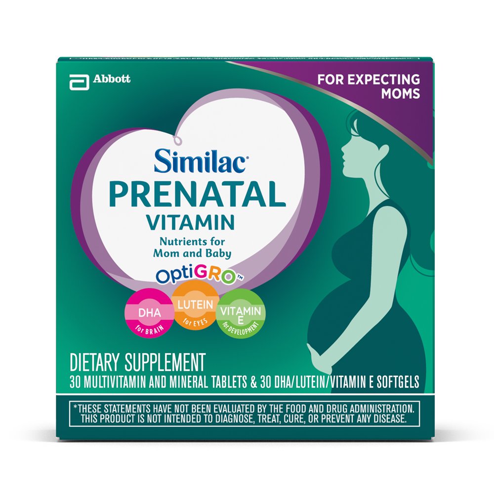 Similac Prenatal Vitamin, 30 Count Multivitamin and Mineral Tablet & 30 Count