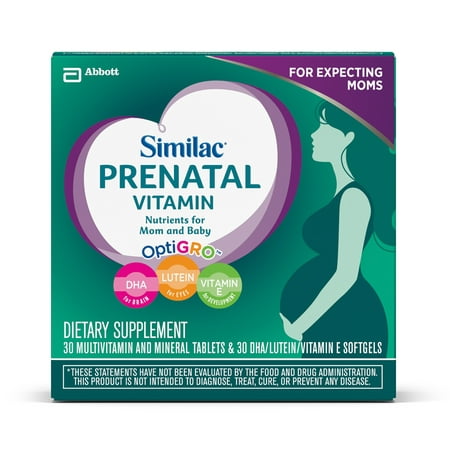 Prenatal Vitamin, 30 Count Multivitamin and Mineral Tablet & 30 Count DHA/LUTEIN/Vitamin E (Best Prenatal Dha Brand)