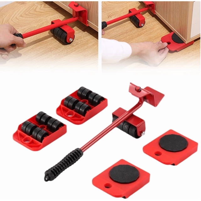 pstuiky Ensemble d'Outils de Levage pour Meubles Hauteur Réglable et Chariot à 4 Roues Construction en Acier Robuste Élévateur de Charge en 1 Pce pour Sofa, Réfrigérateur, Laveuse Aide au Déménagement et au Réaménagement de la Maison