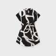 thumbnail image 4 of PatPat T-shirt en Coton à Blocs de Couleur Assorti pour la Famille Ou Robe à Manches Courtes à Imprimé Abstrait Moderne avec Ceinture à la Taille, 4 of 7