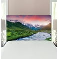 thumbnail image 1 of East Headboard, Colorful Overcast Sky Skirts Mt. Shkhara Svaneti Georgia Caucasus Mountains, Upholstered Decorative Metal Bed Headboard with Memory Foam, Twin Size, Fern Green Pale Blue, by Ambesonne, 1 of 4