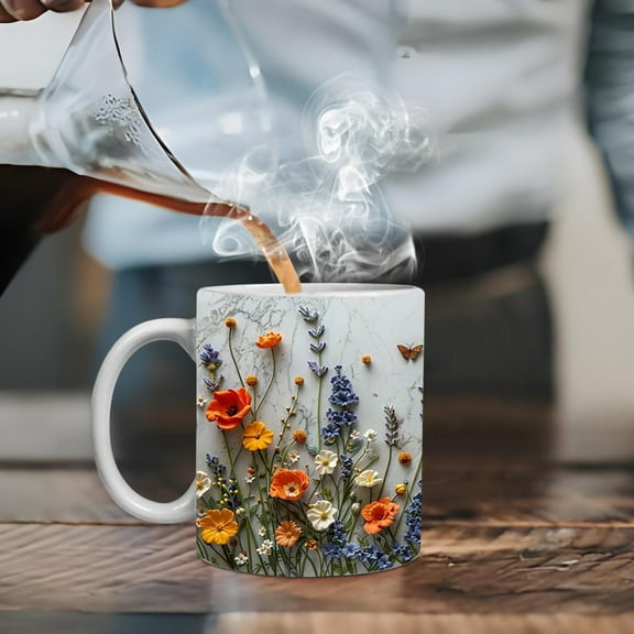 Ceramic Mug under $5! CQCYD Sublimation Coffee Mug, 11oz Ceramic Mug, Rose Pattern Mug, Valentine's Day Gift Mug, Dishwasher Safe Mug, Hot Cold Drink Mug, Romantic Gift Idea