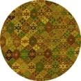 thumbnail image 1 of Ahgly Company Machine Washable Indoor Round Abstract Yellow Modern Area Rugs, 8' Round, 1 of 4