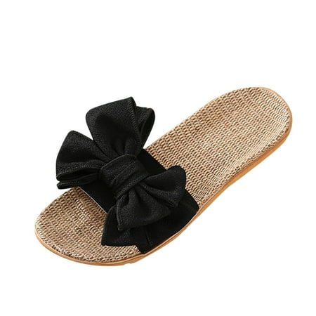 

Womens Sandals Dressy Fashion Summer Indoor Outdoor Flat Bottom Lightweight Bow Beach Leisure Sandals For Women Black Size 8