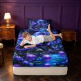 thumbnail image 4 of Manfei Gothic Dark Dragon Animals Twin Sheets,Vintage Trees Water Lily Bedding,3 Pieces,1 Flat Sheet,1 Fitted Sheet and 1 Pillowcase, 4 of 6