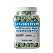 Aquatic Foods Inc. Wafers of Spirulina, Algae H2FSD& 12mm - 1/2" Small Sinking Wafers for Shrimp, Snails, Crabs, Crayfish, Catfish, Plecos, All Tropical Fish, Turtles, AFI Wafers...11oz Small Jar