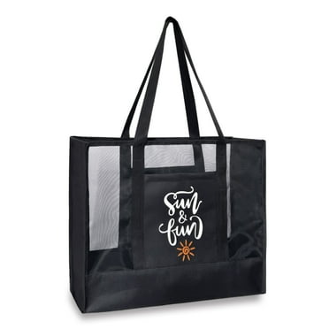 Large Mesh Beach Bags With Pockets & Zipper, Lightweight Beach Tote for Poolside, Trip/swim