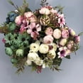 thumbnail image 2 of Arreglo de flores de rosas artificiales, ramo de seda para fiestas en la oficina en casa, decoración nupcial y de bodas, 2 of 6