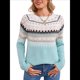 thumbnail image 1 of Suéter Vintage Informal para Mujer, Jersey de Punto con Mangas Raglán y Cuello Redondo, Top Cálido y Cómodo para Otoño. Azul S, 1 of 10