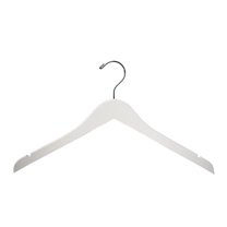 NAHANCO #8117WCHNOTCH 17" Low Gloss White Wooden Top Hangers with Chrome Hook (Pack of 100)