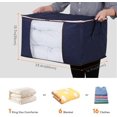 thumbnail image 2 of Large Capacity Comforter Organizer with Reinforced Handle for Duvet, Blankets, Bed Sheets, Breathable Foldable Organizer with Sturdy Zipper, Blue, Set of 3, 2 of 5
