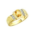 thumbnail image 3 of Rylos 925 Yellow Gold Plated Silver Classic 8X6MM Oval Citrine & Sparkling Diamond Ring - Birthstone Jewelry for Men -Size 13, 3 of 7