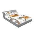 thumbnail image 2 of Ambesonne Cartoon Fitted Sheet & Pillow Sham Set, Kitten Cat in the Box, Queen, Sand Brown Warm Taupe, 2 of 2