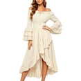thumbnail image 3 of KICILVS Renaissance Dress Women Layered Flare Sleeve Off Shoulder Ruffle A Line Dress Goth Party Cosplay Halloween Witch Costume, 3 of 4
