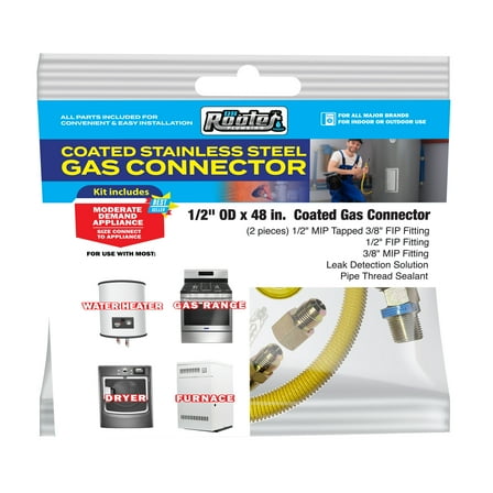 Dr. Rooter Gas Line Connector Kit with 48-inch Stainless Steel Hose and Accessories